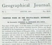 The Journal of the Royal Geographical Society 1913 August – Cmdr. Herbert A. Edwards – Frontier Work on the Bolivia-Brazil Boundary, 1911-1912
