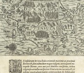 Very Early Map of the Island of Borneo – from De Bry’s account of Van Noort’s Voyages – c1602