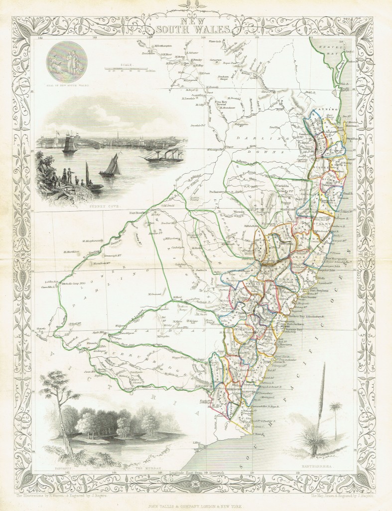 map of new south wales 1851 john tallis