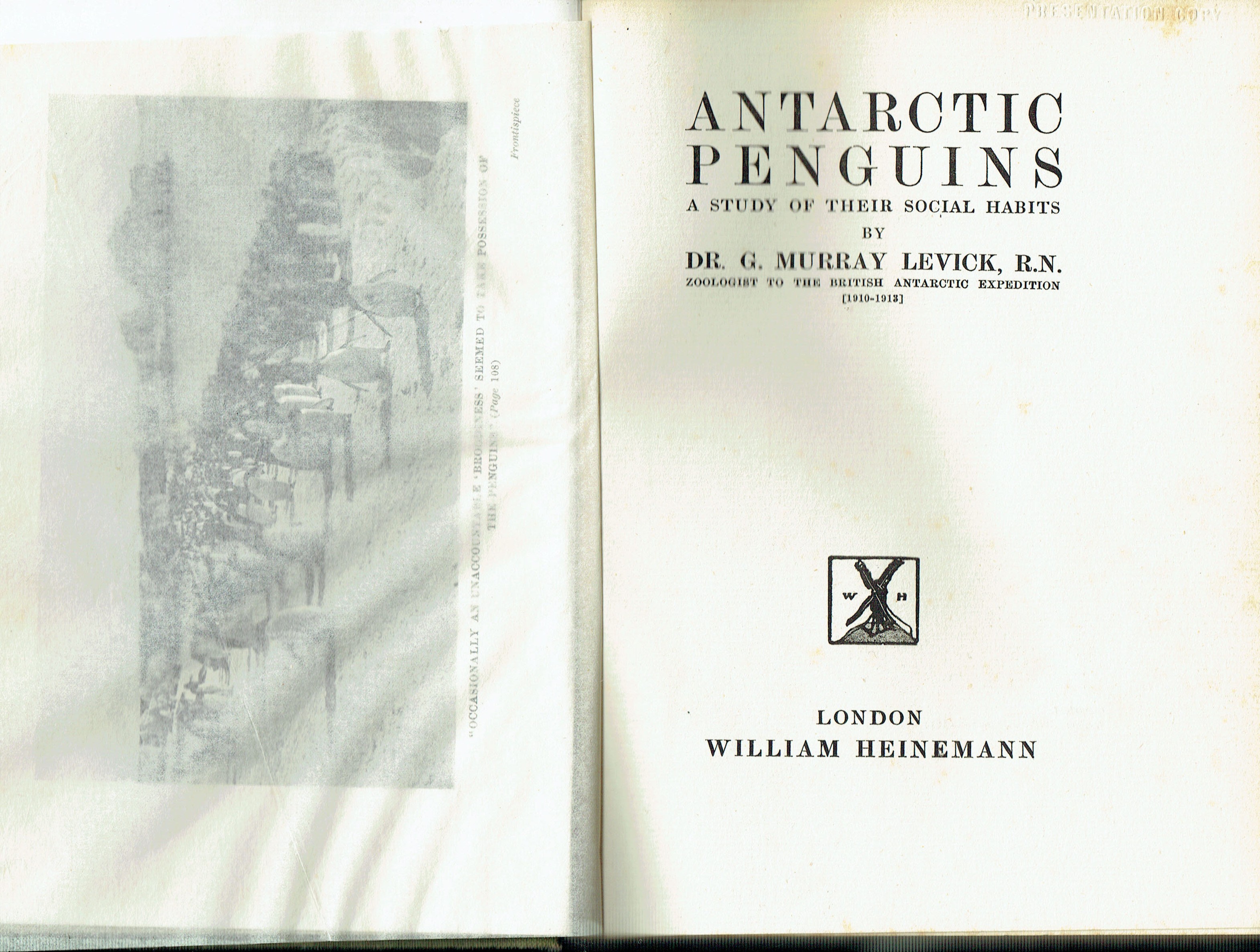 Antarctic Penguins The Scott Terra Nova Expedition Dr Murray Levick Rn First Edition 1914 Voyager Rare Books Maps Prints