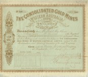 Original Share Script – The Consolidated Gold Mines of Western Australia – 1898