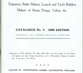 A.G. Mumford limited – Engineers, Boiler Makers, Launch and Yacht Builders, Makers of Steam Pumps, Valves etc – Catalogue No & – 1906 Edition – Reprinted for Historical Reference 1985
