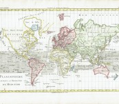 Map of the World [Planisphere suivant la projection de Mercator] – Published Paris in 1780 – Cartographer Rigobert Bonne