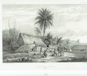 Cases de Naturels a Nouka-Hiva  (Baie Anna Maria) – Louis LeBreton (Dumont d’Urville Expedition) – 1846