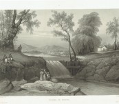 Fine Original Aquatint – Riviere de Bezouki (Java Indonesia) – Lauvergne from “La Favorite” – 1835