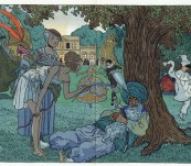 Les Travestis Dans Le Parc – Gazette du Bon Ton Pochoir – Brissaud 1913
