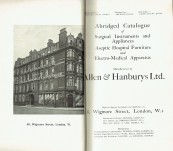 Allen & Hanburys Ltd – Abridged Catalogue of Surgical Instruments and Appliances – Aseptic Hospital Furniture and Electro-Medical Apparatus. – c1920