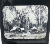 (Australian) Settlers Camp – Newton & Co  – Original Magic Lantern Slide – c1900