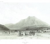 Bridge-Water – with Mount Direction Behind – Original Impressive Lithograph from the Dumont d’Urville Voyage – Tasmania – Published 1840